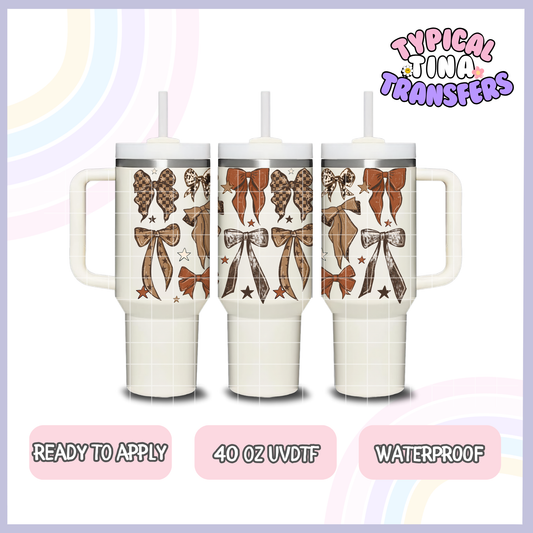 Brown/tan Bows | 40oz UVDTF Wrap | POD