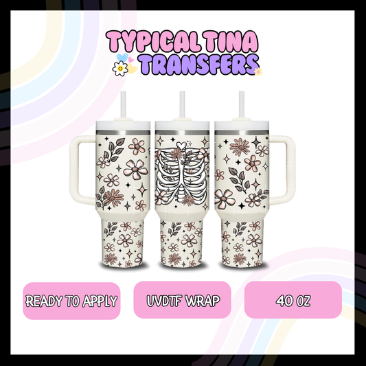 Floral Ribcage | 40oz UVDTF Wrap | POD