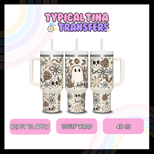 Ghosts, skulls and moons | 40oz UVDTF Wrap | POD
