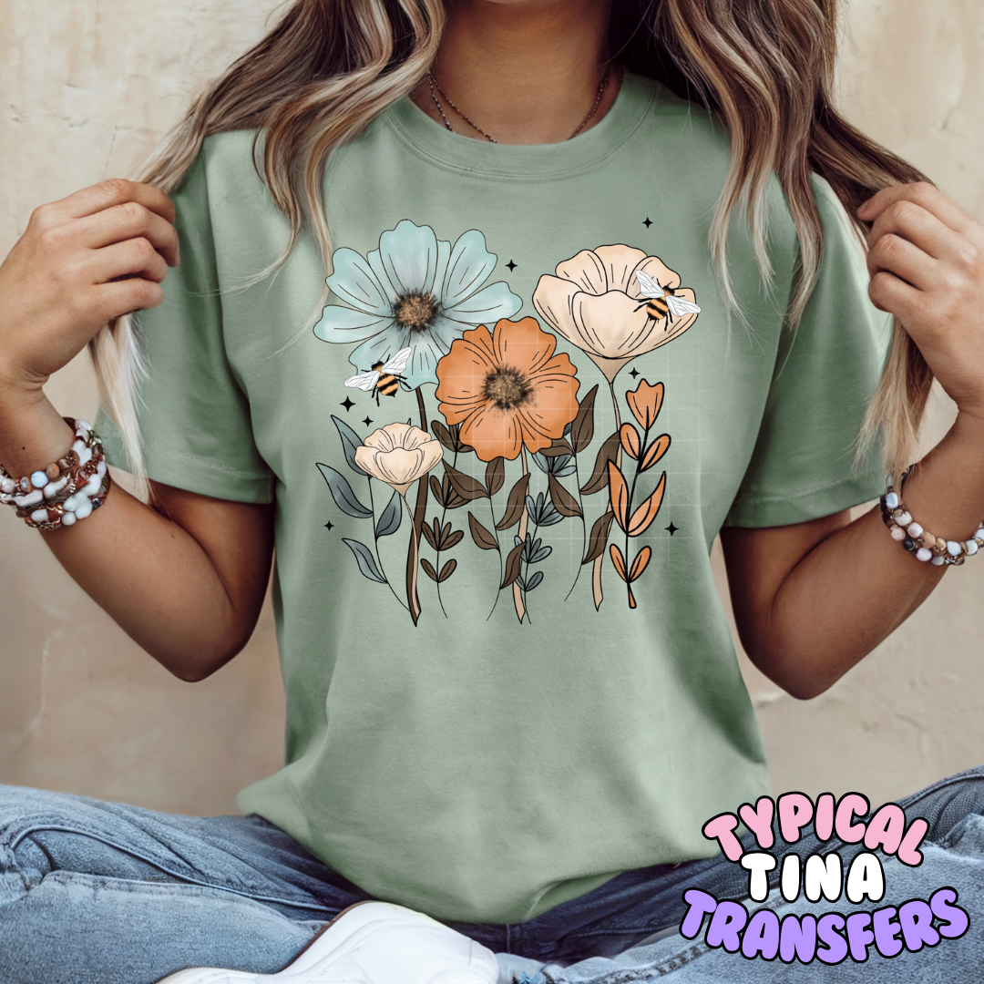 Earthy tone florals  | DTF Transfers | POD