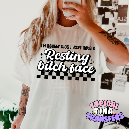 resting B Face (white letters) | DTF Screen Print | POD