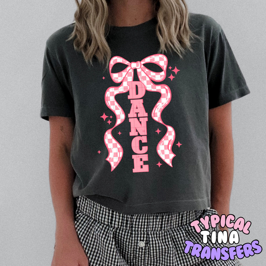 Dance - Pink checkered bow | DTF Transfers | POD