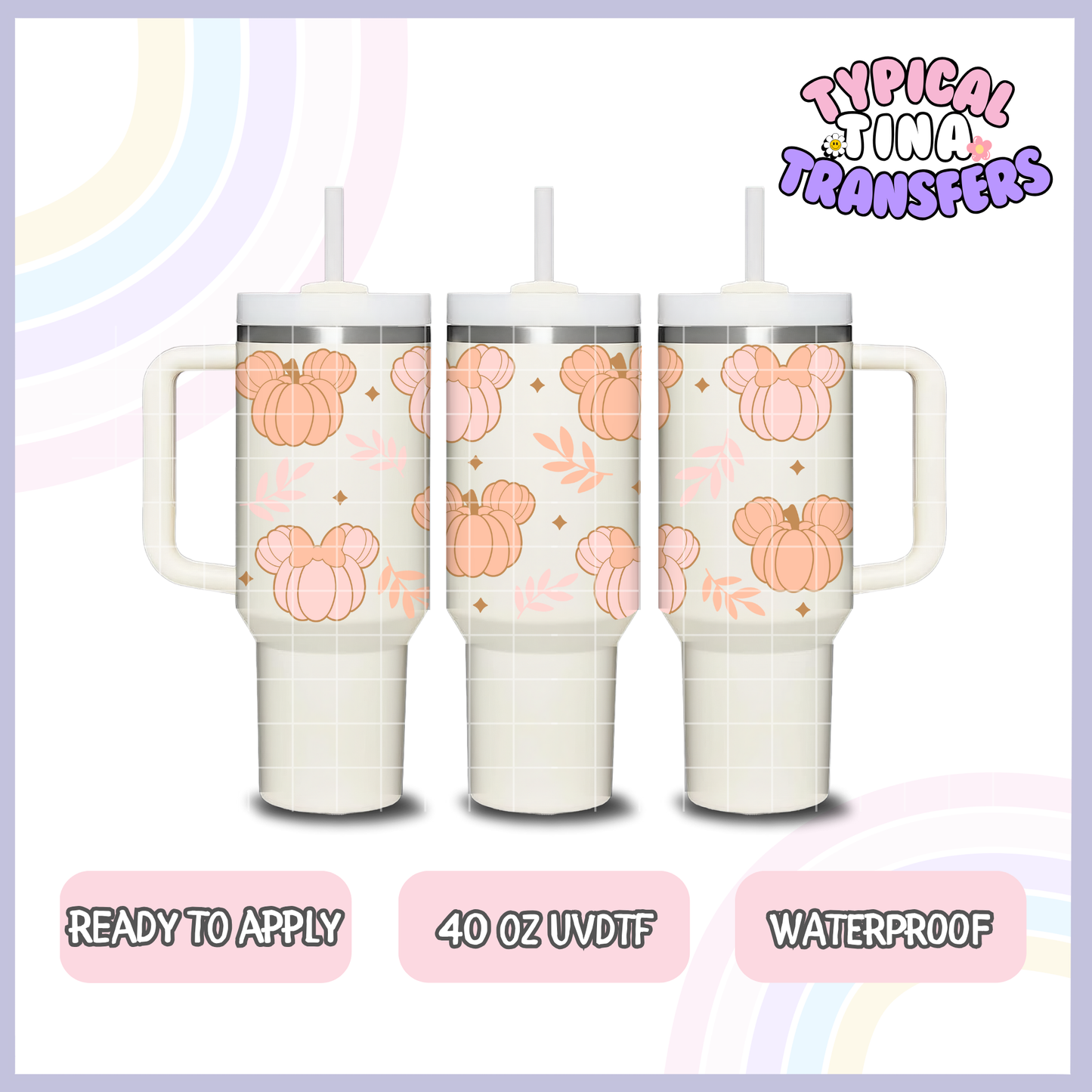 Pastel Mouse pumpkins | 40oz UVDTF Wrap | POD