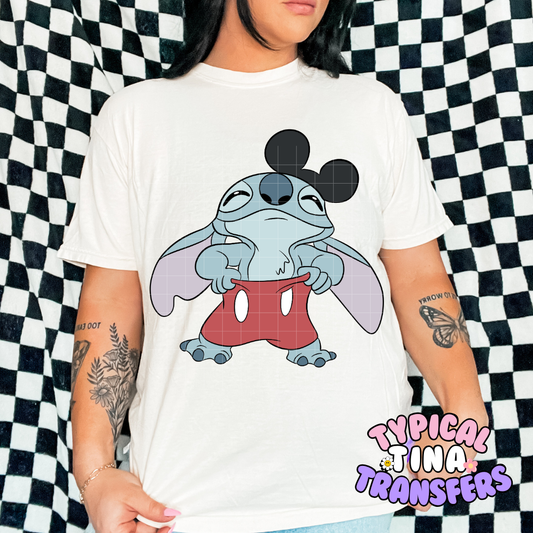 Blue Alien Mouse Ears and pants | DTF Screen Print | POD - choose design