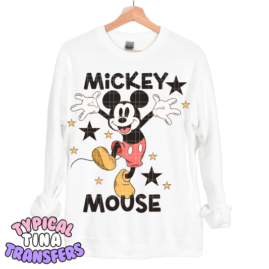 Excited Mick Mouse with stars | DTF Transfers | POD