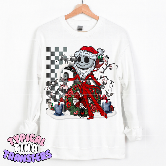 Jack Holiday theme (checkered background) | DTF Transfer | POD