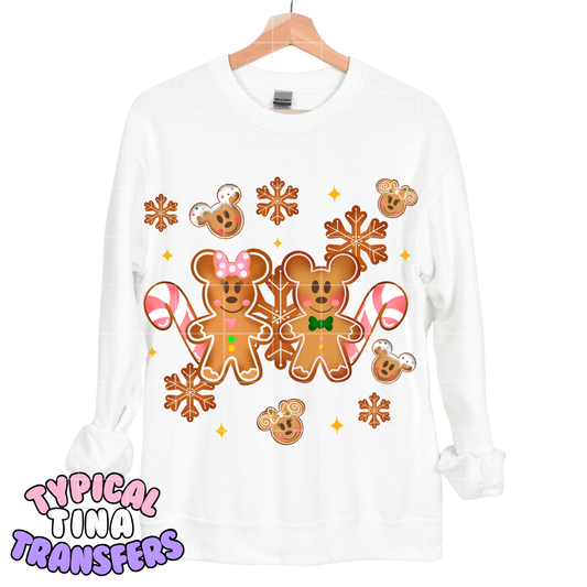 Mick & Min Ginger Cookies and candy canes | DTF Transfers | POD