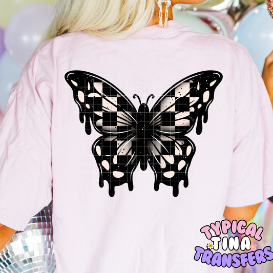 Checkered Butterfly | DTF Screen Print | POD