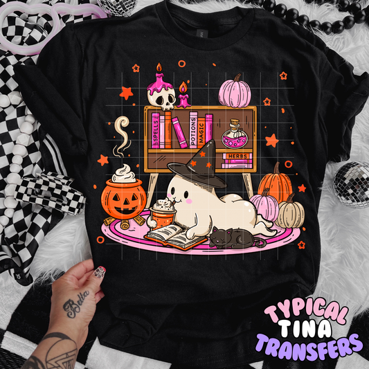 Cute Reading Ghost | DTF Transfer | POD