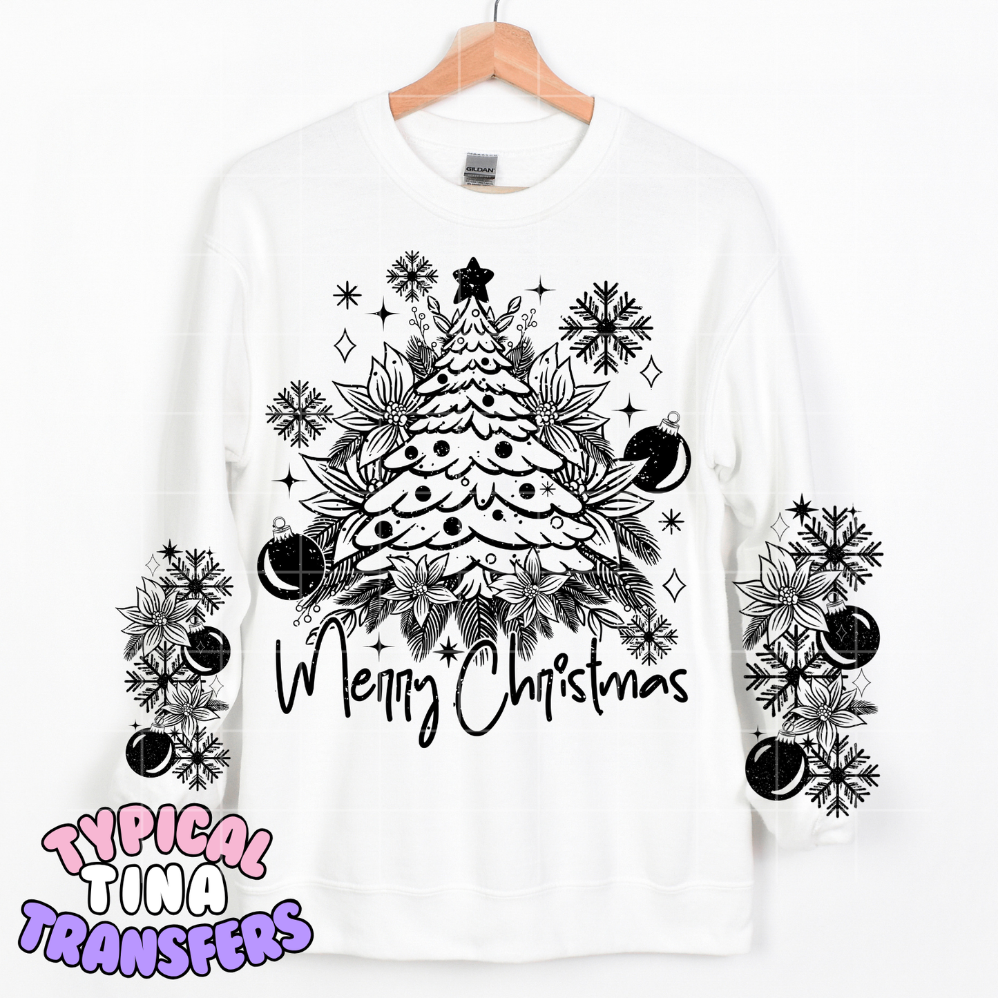 Merry Christmas - all black | DTF Transfer | POD