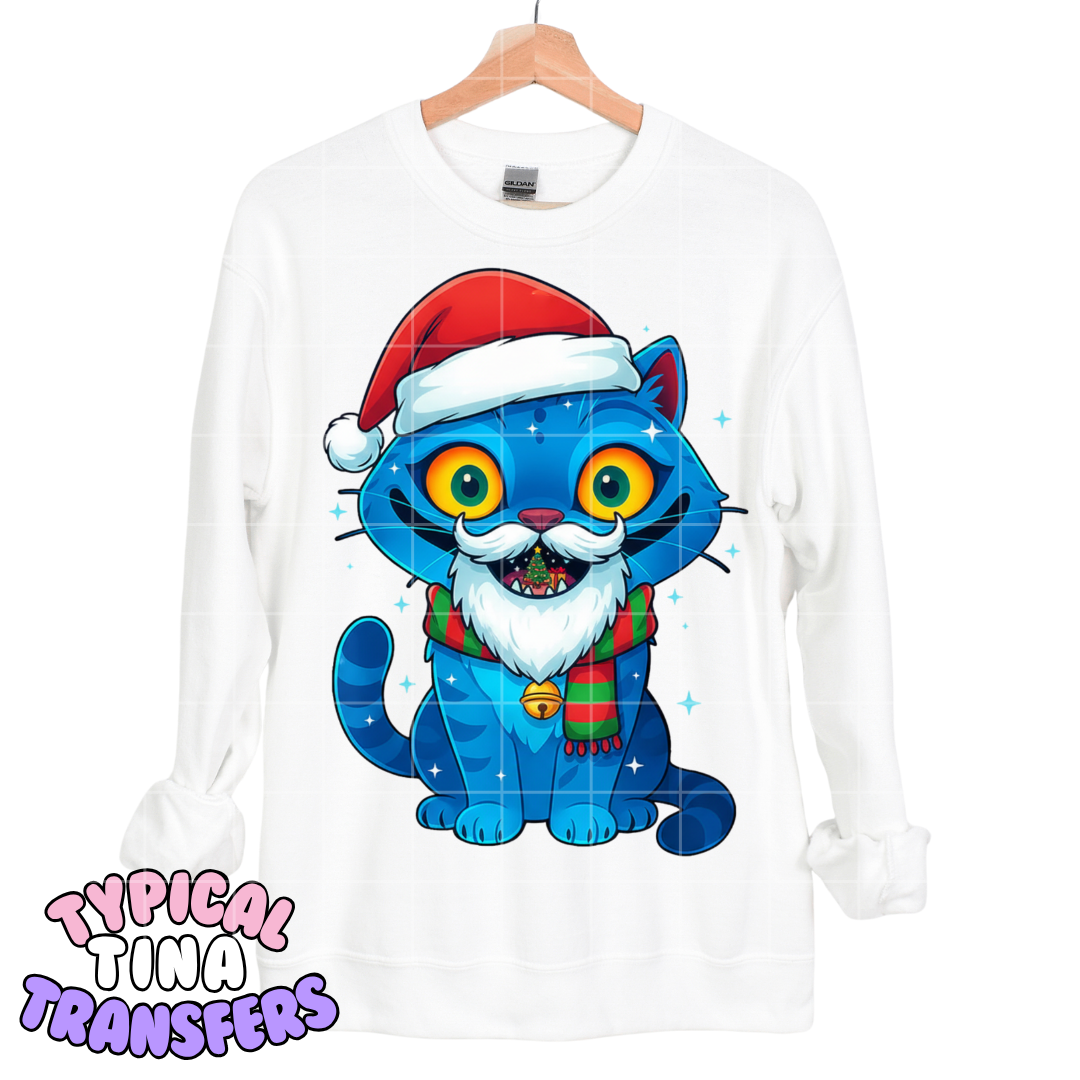 Xmas Kpop Blue cat | DTF Transfers | POD