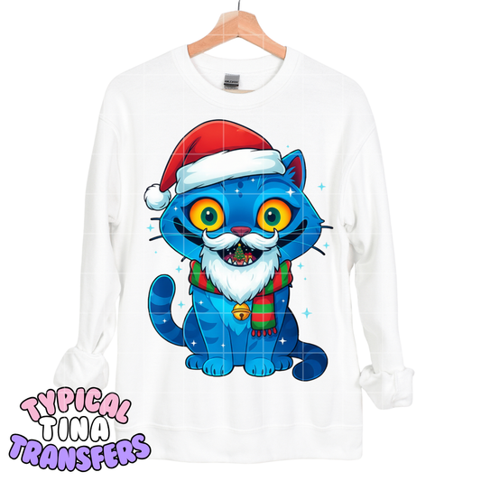 Xmas Kpop Blue cat | DTF Transfers | POD