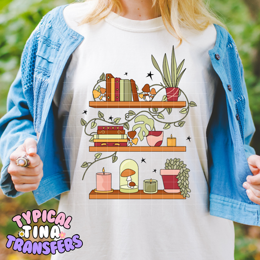 Books and Plant shelf | DTF Screen Print | POD