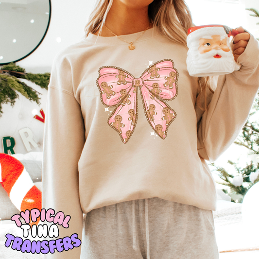 Pink Ginger bow | DTF Transfer | POD