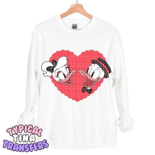 Ducks Heart and kiss | DTF Transfers | POD