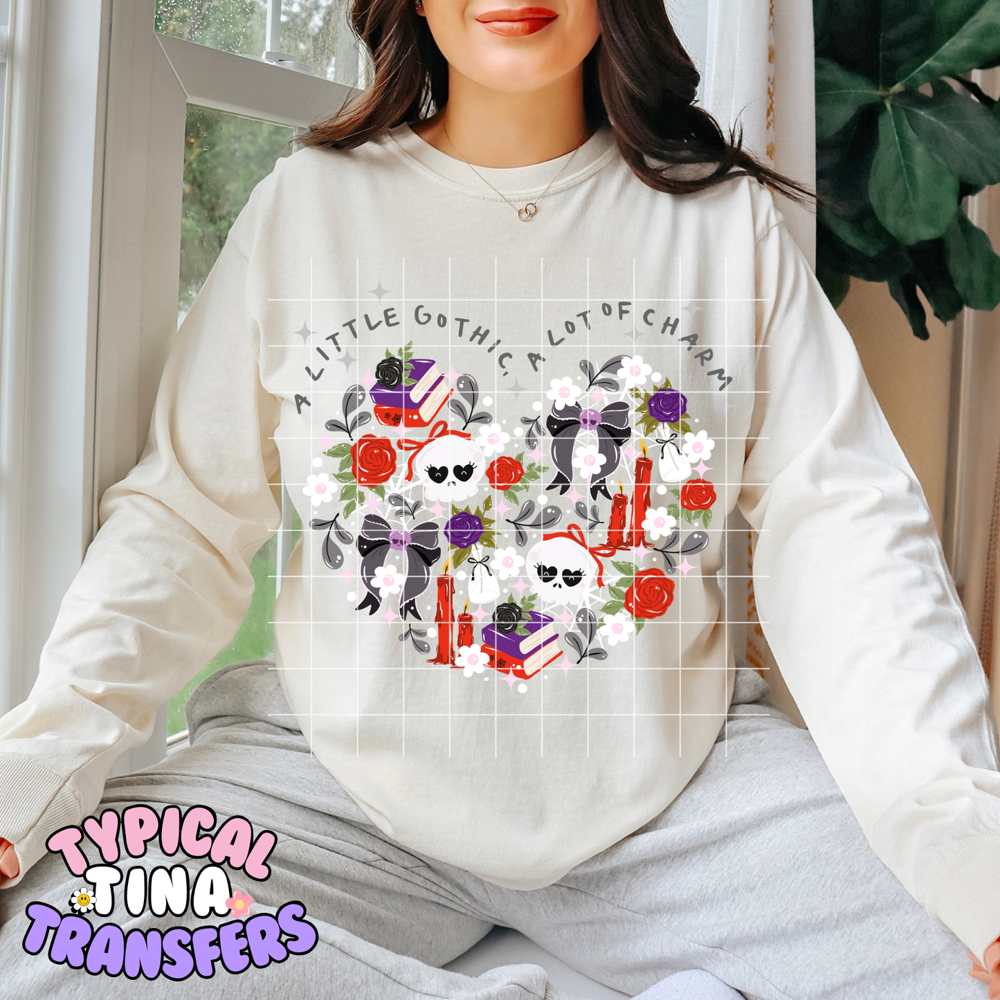 Gothic Floral heart | DTF Transfer | POD