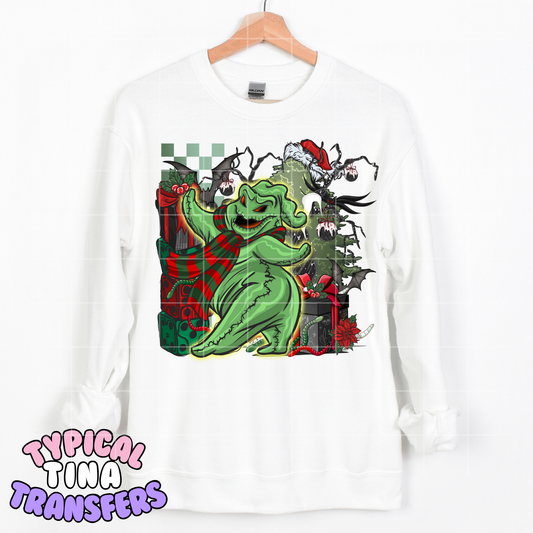 Oogie Holiday theme (checkered background) with glow | DTF Transfer | POD