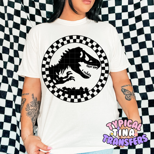 Checkered Dino | DTF Screen Print | POD