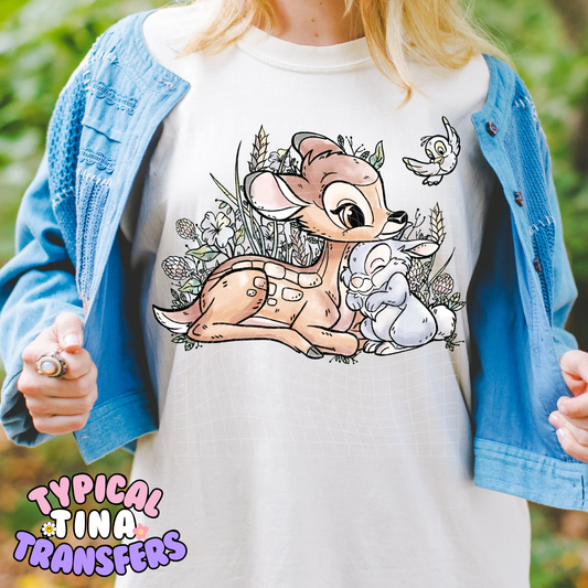 Deer and Thumper | DTF Screen Print | POD