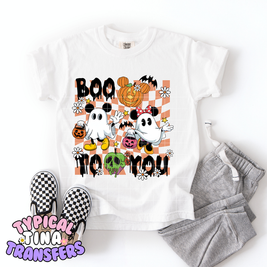 Boo to you orange checkered |  DTF Transfer | POD