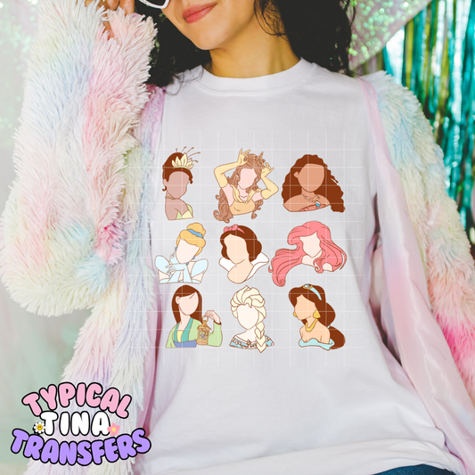 Faceless Princesses | DTF Screen Print | POD