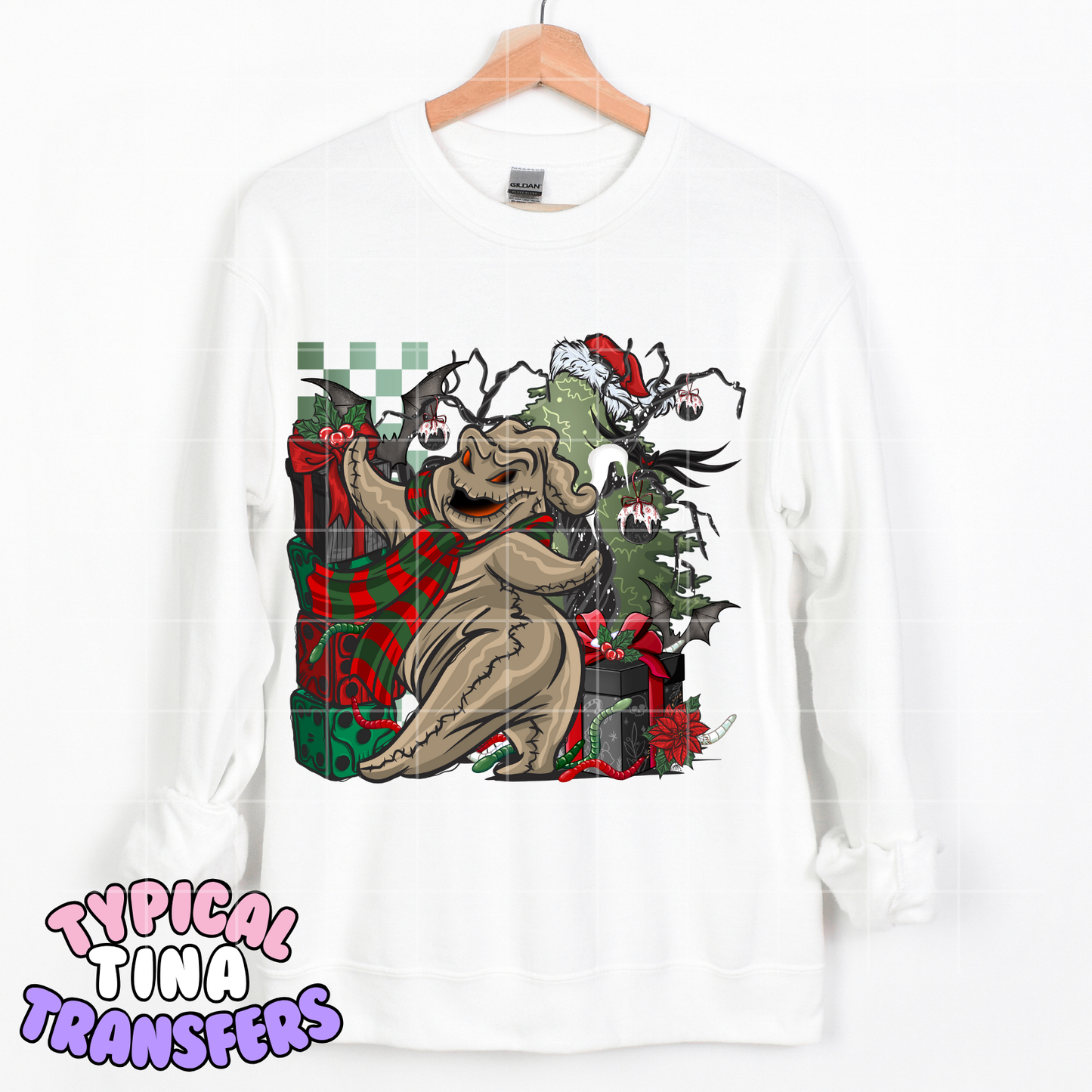 Oogie Holiday theme (checkered background) in brown | DTF Transfer | POD