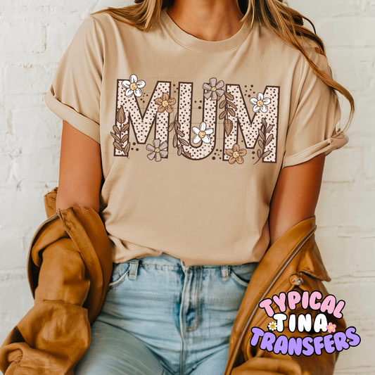 Mum Neutral Floral | DTF Screen Print | POD