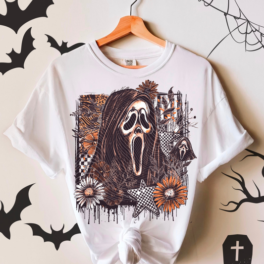 GF Floral Tan and Orange checkered | DTF Transfer | 11" Adult