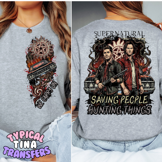 saving people hunting things | DTF Transfers | POD