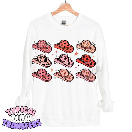 Cowboy hats (pink & red) | DTF Transfers | POD