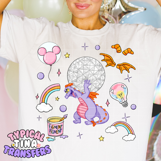 Figment .. with outline | DTF Transfer | 12" Adult