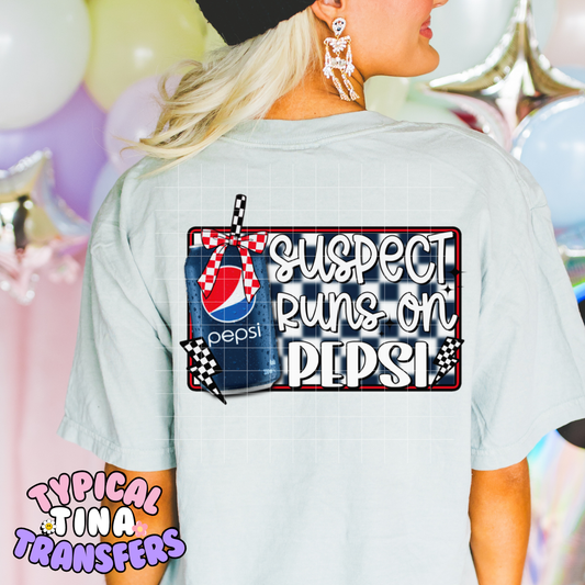 Suspect runs on Peps-e checkered | DTF Screen Print | POD