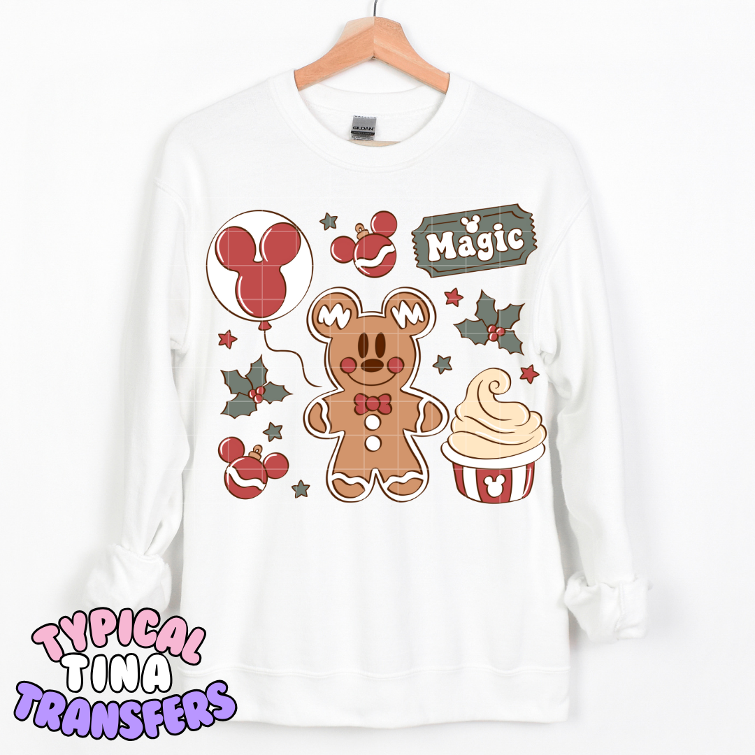 holiday mainstreet Gingerbread in red | DTF Transfer | POD