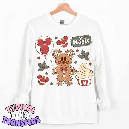 holiday mainstreet Gingerbread in red | DTF Transfer | POD