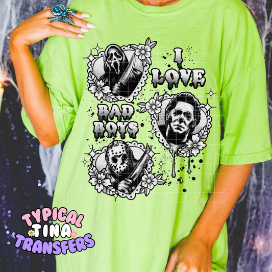 Gray Scale I love Bad Boys | DTF Screen Print | POD