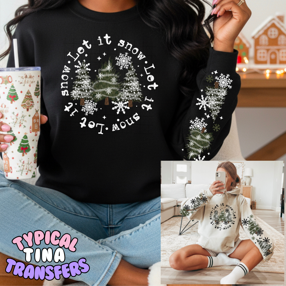 Let it snow Trees and snow flakes | DTF Transfers | POD