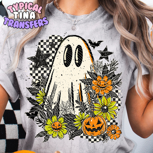 Floral Ghost Green/Orange | DTF Transfer | POD