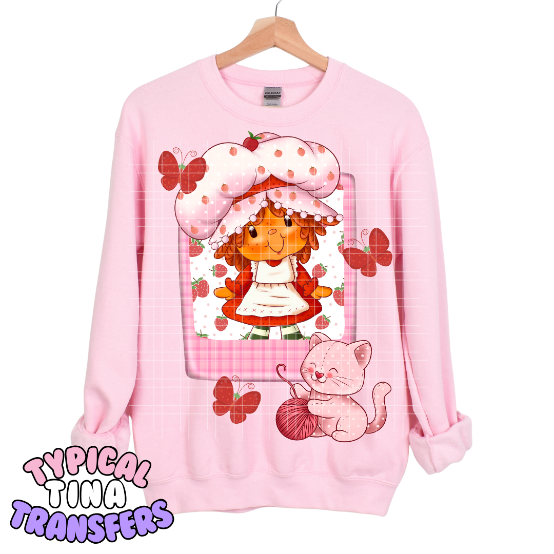 Berry girl with pink kitty | DTF Transfers | POD