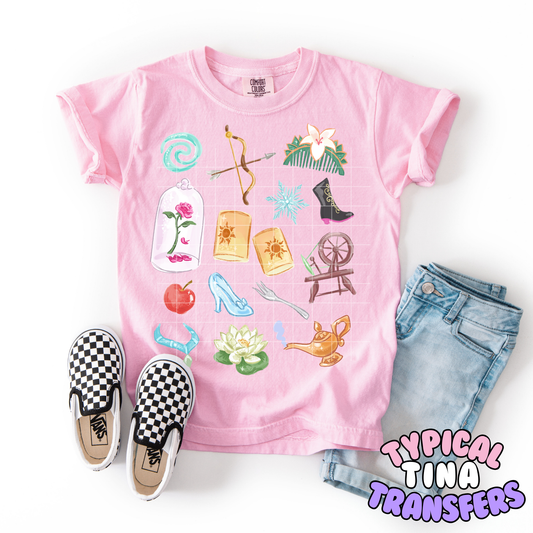 Drawn Princess Elements | DTF Transfer | POD