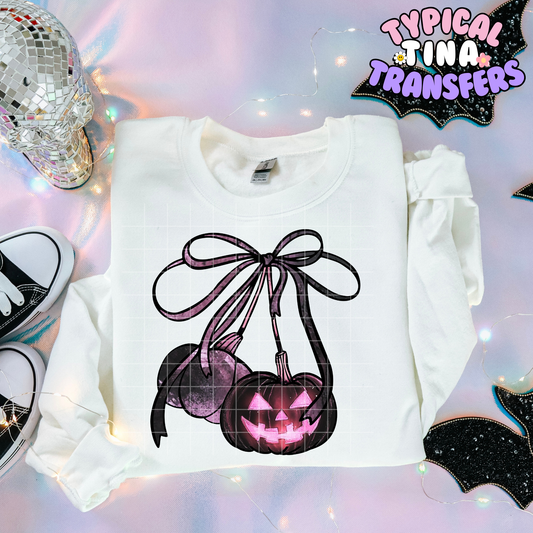 Purple Cherry Pumpkins bow | DTF Transfer | POD