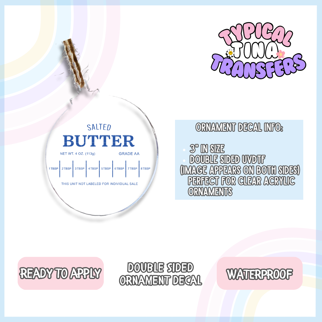Butter Measurements | 3" Ornament Decal | POD