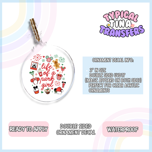 LIfe of park girl (red) | 3" Ornament Decal | POD