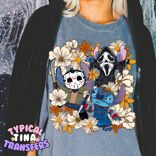 Alien Halloween Mashup Florals | DTF Transfer | POD