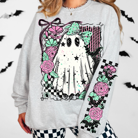 Ghost with bow and florals | DTF Transfer | POD
