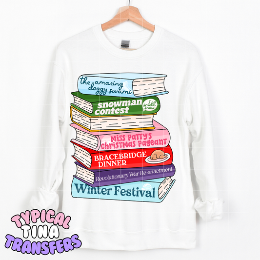 Gilmore Girls Winter Book Stack | DTF Transfer | POD