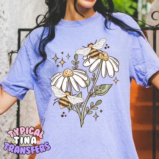 Daises and Bees | DTF Screen Print | POD