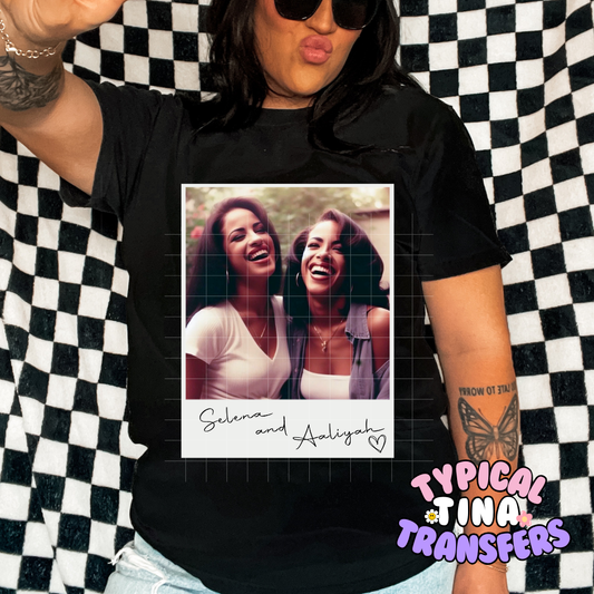 Selen and Aaliya Polaroids | DTF Screen Print | 11" Adult