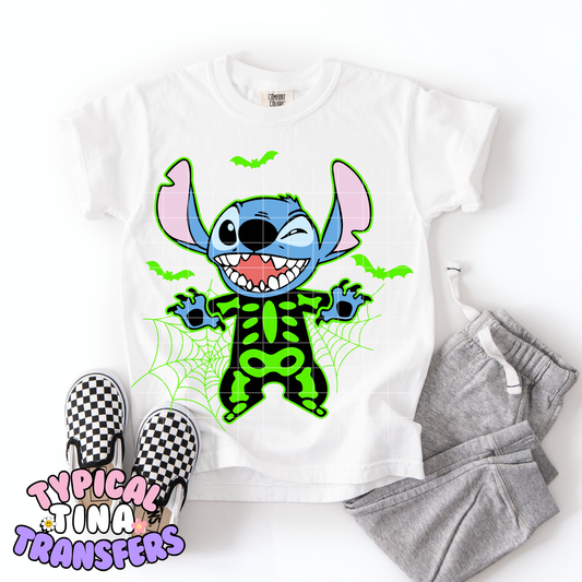 Blue Alien green Skellie |  DTF Transfer | POD