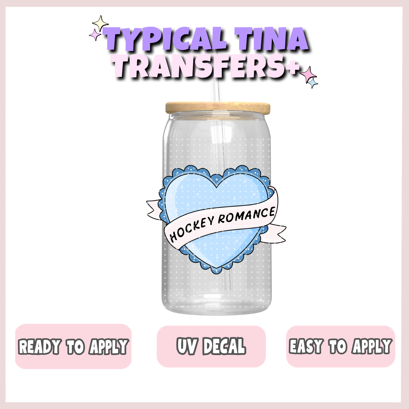 hockey romance blue heart  | UV decals | POD