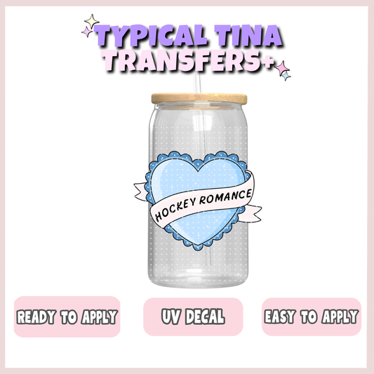 hockey romance blue heart | UV decals | POD
